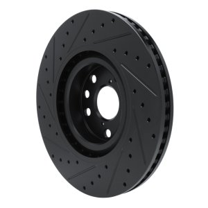 Lexus IS200T Brake Rotor (1) - Right Front - R1 Concepts - Drilled & Slotted - Black - `11-`25